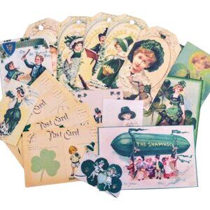 A Delightful 40+ Pc Assortment Of Vintage Style St Paddy's Day Tags & Ephemera